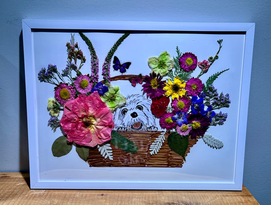 Puppy in the basket bouquet